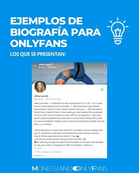 BIOGRAFÍA para ONLYFANS ejemplos e ideas para。